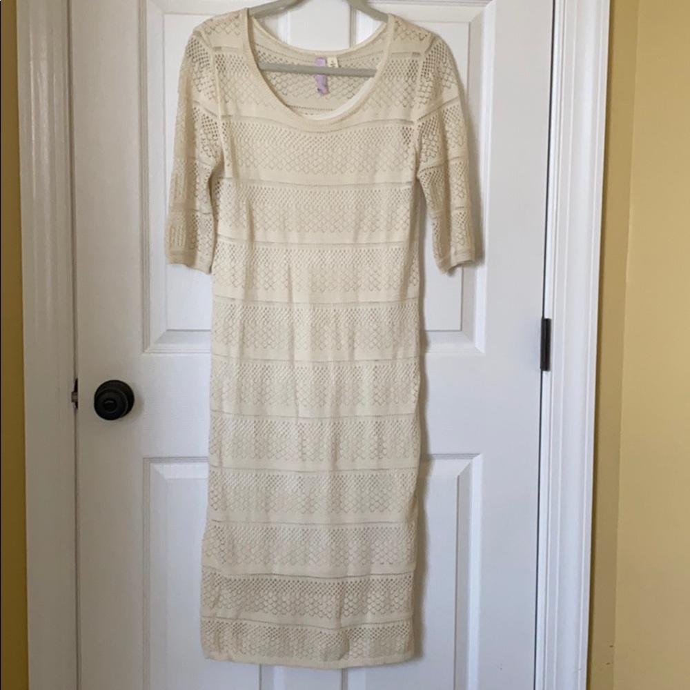 Cream knit overlay dress